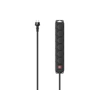 HAMA | Regleta de 6 Enchufes (con Protección contra Sobretensiones, 2 Metros, Impermeable IP44) Color Negro