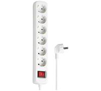 HAMA | Regleta de 6 Tomas con Interruptor (Cable de 1,4 Metros, con Interruptor, Save Energy para Ahorrar Energía, Ranuras Giradas 45º, para Oficina o Casa), Color Blanco