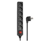 HAMA | Regleta de 6 Tomas con Interruptor (Interruptor Iluminado, para Conectar hasta 6 Dispositivos, Cable de 1,4 Metros, Protección Anticontacto) Color Negro