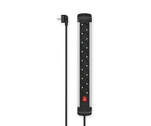 Hama | Regleta de 8 Enchufes de Aluminio con Interruptor | Base Múltiple con Montaje en Pared y Cable de 1.5 m | para Oficina, Taller y Hogar