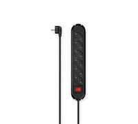 Hama | Regleta Negra 6 Enchufes con Protección de Sobretensión, Cable de 3m, Interruptor, Base Múltiple para Montaje en Pared, Seguridad, 3680W Negor