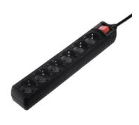 Hama | Regleta Negra de 6 Enchufes con Cable Extra Largo de 5m, Interruptor de Encendido, Base Múltiple con Seguridad Infantil, Tira de Enchufes para Montaje en Pared, 3680W - Negro