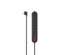 Hama | Regleta Negra de 6 Enchufes con Tomas Giradas 90°, Interruptor, Cable de 2m, Base Múltiple con Seguridad Infantil, para Montaje en Pared, 3680W