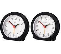 Hama | Reloj Despertador analógico (Classic, Reloj Despertador de Mesa, Silencioso, Agujas Fluorescentes) Negro (Paquete de 2)