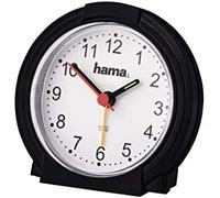 Hama Reloj despertador analógico Classic de mesa, silencioso, agujas fluorescentes, negro