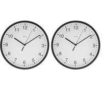 Hama | Reloj Pared silencioso Cuarzo. (25 cm, numeros arabigos), Negro (Paquete de 2)