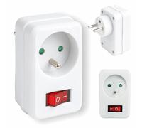 Hama Toma de corriente con interruptor (adaptador, interruptor, 250 V, 16 A, interruptor, enchufe, contacto), color blanco