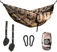 Hamaca de camping flexible con funda de transporte y cables de acero, ideal para aventuras y vacaciones - 275 x 140 cm