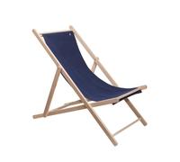 Hamaca de madera de haya plegable sin brazos estructura sin barniz lona color azul oscuro scalpers