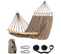 Hamaca doble con barra curva, ideal para camping al aire libre. Hamaca portátil con funda de transporte y correas para árboles, perfecta para terrazas, patios, balcones. Capacidad máxima: 204 kg. Colo