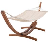 CLP Hamaca Miramar autoportante con Soporte de Madera de eucalipto, Estructura hasta 150 kg, Ideal para Jardin, terraza y Balcon, Color:Crema