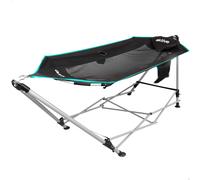Hamaca Plegable con Estructura de Acero y Posavasos, 265x78x80 Cm, Gris