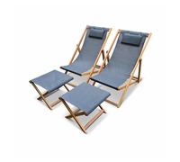 Hamaca plegable y reposapiés de madera de eucalipto, set de 2, creus + reposapiés, antracita, 102x56x86 cm