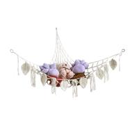 Hamaca portapeluches de esquina - Red grande angular porta juguetes con borlas Boho,Organizador estilo boho para habitación de los niños casa y guardería