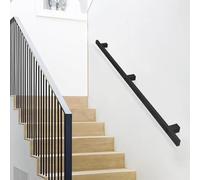 Hamankim Escaleras Pasamanos Barandilla Soporte Pasamanos | 80cm 1m 1.2m 1.5m 2m 6m Interior Exterior Pasillo Barandilla Antideslizante | Industrial Wall Mount Safety Hand Rail | Negro(120cm)