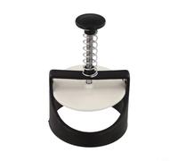Hamburguesa manual de plástico negro manual para hacer hamburguesas | Acero inoxidable para la parte superior, cuerpo de plástico, tamaño de 17 cm, fácil liberación, piezas aptas para