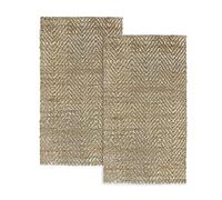 HAMID-Pack 2 Alfombras Yute Alcázar 150 x 80 cm, Alfombras 100% Fibra de Yute, Trenzado a Mano, Alfombras de Salón, Comedor, Dormitorio, Pasillos, Color Natural (150 x 80 cm) 2uds