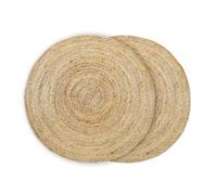 HAMID Pack 2 Alfombras Yute Alhambra Redonda, Alfombra 100% Fibra de Yute, Trenzado a Mano para Salón, Habitacón, Decoración, 2 Pcs (100x100cm)