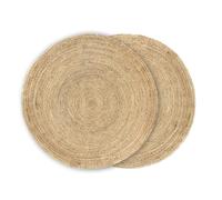 HAMID Pack 2 Alfombras Yute Alhambra Redonda, Alfombra 100% Fibra de Yute, Trenzado a Mano para Salón, Habitacón, Decoración, 2 Pcs (150x150cm)