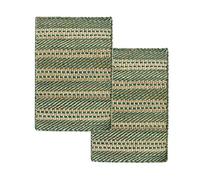 HAMID - Pack 2 Alfombras Yute Lana Olivia Alfombra Lana y Yute 40x60cm, Tejida a Mano Tejida para Salon, Dormitorio, Sala de Estar, Verde Natural