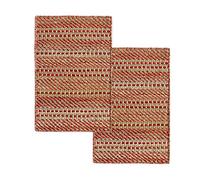 HAMID - Pack 2 Alfombras Yute Lana Olivia Alfombra Lana y Yute 40x60cm, Tejida a Mano Tejida para Salon, Dormitorio, Sala de Estar, Rojo Natural