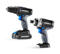 Hammerhead Kit combinado de 2 herramientas inalámbricas de 20 V: taladro y destornillador de impacto con batería de 1,5 Ah y cargador - HCC2020