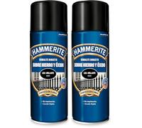 Hammerite Esmalte directo sobre hierro y óxido Liso Brillante en Spray Negro 400 ml (Paquete de 2)