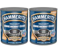 Hammerite Esmalte directo sobre hierro y óxido, Liso Brillante Negro, 250 ml (Paquete de 2)