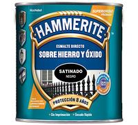 Hammerite Esmalte liso satinado antioxidante, protección antióxido hasta 8 años, Negro 2,5 l