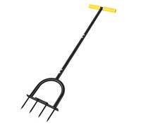 Hamwesh Aireador de Césped de Acero con 4 Púas | Aireador de jardín manual de alta resistencia, pedal antideslizante, en forma de T para césped pequeño, cuidado del jardín