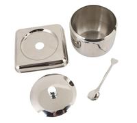 Hamwesh Tarro de Condimento de Acero Inoxidable, Bote de Condimento a Prueba de Temperatura Antioxidante de Acero Inoxidable 304, Recipiente de de Estilo Europeo con Tapa Bandeja Cuchara para Cocina