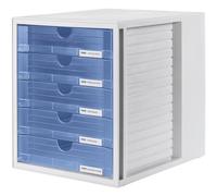 HAN Cajonera para documentos 1450 SYSTEMBOX – 5 cajones cerrados DIN A4/C4, azul translúcido