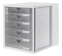 HAN Cajonera para documentos 1450 SYSTEMBOX – DIN A4/C4 y mayores, 5 cajones cerrados, Transparente