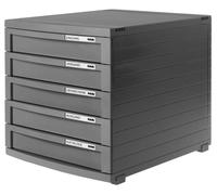 HAN 1505-191: Caja con cajones CONTUR, para formatos A4/B4/C4, con 5 cajones cerrados, color gris oscuro