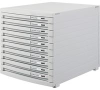 HAN 1510-11, archivador con cajones CONTUR - A4/B4/C4, 10 cajones cerrados, color gris claro