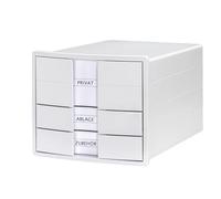 HAN 1x cajonera IMPULS 2.0 blanco A4/C4 3 cajones Placa de etiquetado | Fabricado en Alemania, A4/C4, espacio para etiquetas, 280x367x235 mm, cajones de deslizamiento suave, sistema de cajones