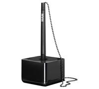 HAN 1x Soporte para bolígrafo I-LINE, 1 unidad, negro, con cadena | Fabricado en Alemania, 65x65x160 mm, mostrador de recepción, almacenamiento de bolígrafos, bolígrafo, portalápices, oficina