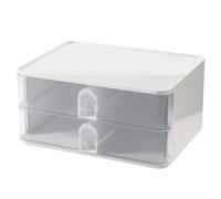 HAN Allison Smart Box 1120-123 - Cajonera con 2 cajones y divisor, organizador de cables, apilable, para oficina, escritorio, cocina, patas de goma que protegen los muebles, 1120-123, blanco y