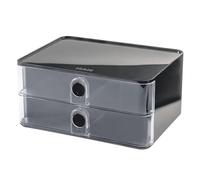 HAN Allison Smart Box 1120-191 - Cajonera con 2 cajones y divisor, organizador de cables, apilable, para oficina, escritorio, cocina, patas de goma para muebles, 1120-191, color gris oscuro y