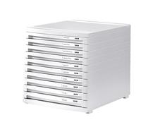 HAN Contour 1510-12 - Cajonera con 10 cajones planos y cerrados hasta formato B4, incluye rotulación, patas de goma, sistema de cajones modular ampliable, color blanco
