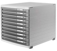 HAN Unidad de almacenamiento de escritorio Contur – 10 cajones cerrados, B4 – Gris claro y gris