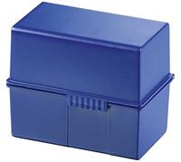 HAN Fichero DIN A7 horizontal, diseño innovador y atractivo para 300 fichas con bisagra de acero y cierre a presión, con registro A-Z, azul, 977-K-14, 1 unidad