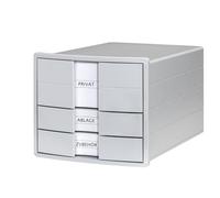 HAN IMPULS 2.0 Cajonera con 3 cajones cerrados para DIN A4/C4, incluye etiquetas de etiquetado, caja de documentos, base con cierre extraíble, patas de goma aptas para muebles, 1017-11, gris claro