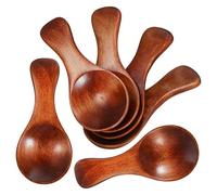HANABASS 6 Piezas Cucharas de Madera Pequeñas para Condimentos Diseño Ergonómico y Reutilizables, Utensilios Ideales para Cocinar en Casa y Uso en Cocina