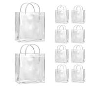 Hanabitx 10 bolsas de regalo transparentes con asas, impermeables, de PVC, para joyas, caramelos, perfumes, bodas, duraderas