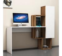 Hanah Home Açelya Mesa de Estudio Nogal y Blanco