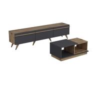Hanah Home Amsterdam Conjunto de muebles de salón Antracita y Nogal