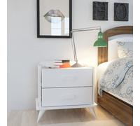 Hanah Home Andaz Mesilla de Noche Blanca con 2 Cajones