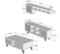 Hanah Home Ayla Conjunto de Muebles de Salón - Nogal y Blanco