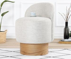 Hanah Home, Barren Puf - Gris claro, otomana, 50% algodón / 50% lino, gris claro, 47 x 47 x 66 cm